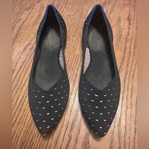 Rothy's The Point Ivory Polka Dot Print Fabric Ballet Flats Women's